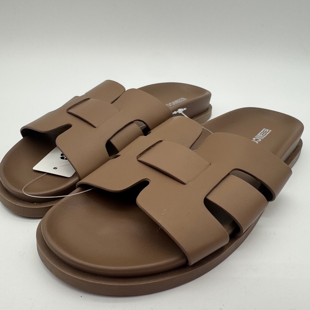 Women's H-Band‎ Sandals Size 8 Tan Slip On Soft Cushioned Slides